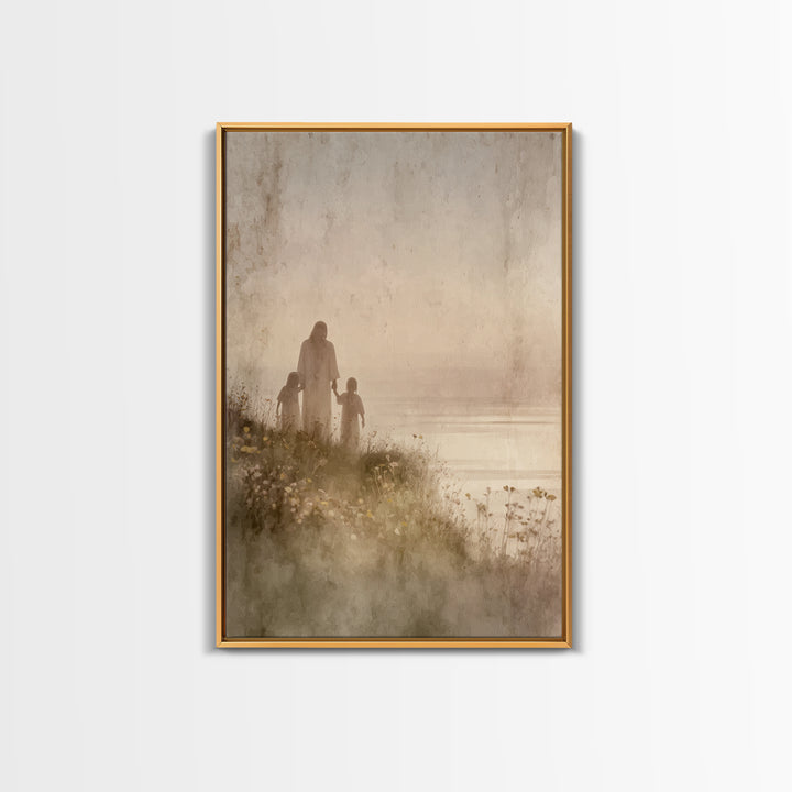 Blossoms By The Sea, Framed Canvas Print, Christian Wall Art, Jesus Art Print, Christian Art Canvas, Christian Decoration, Large Christian