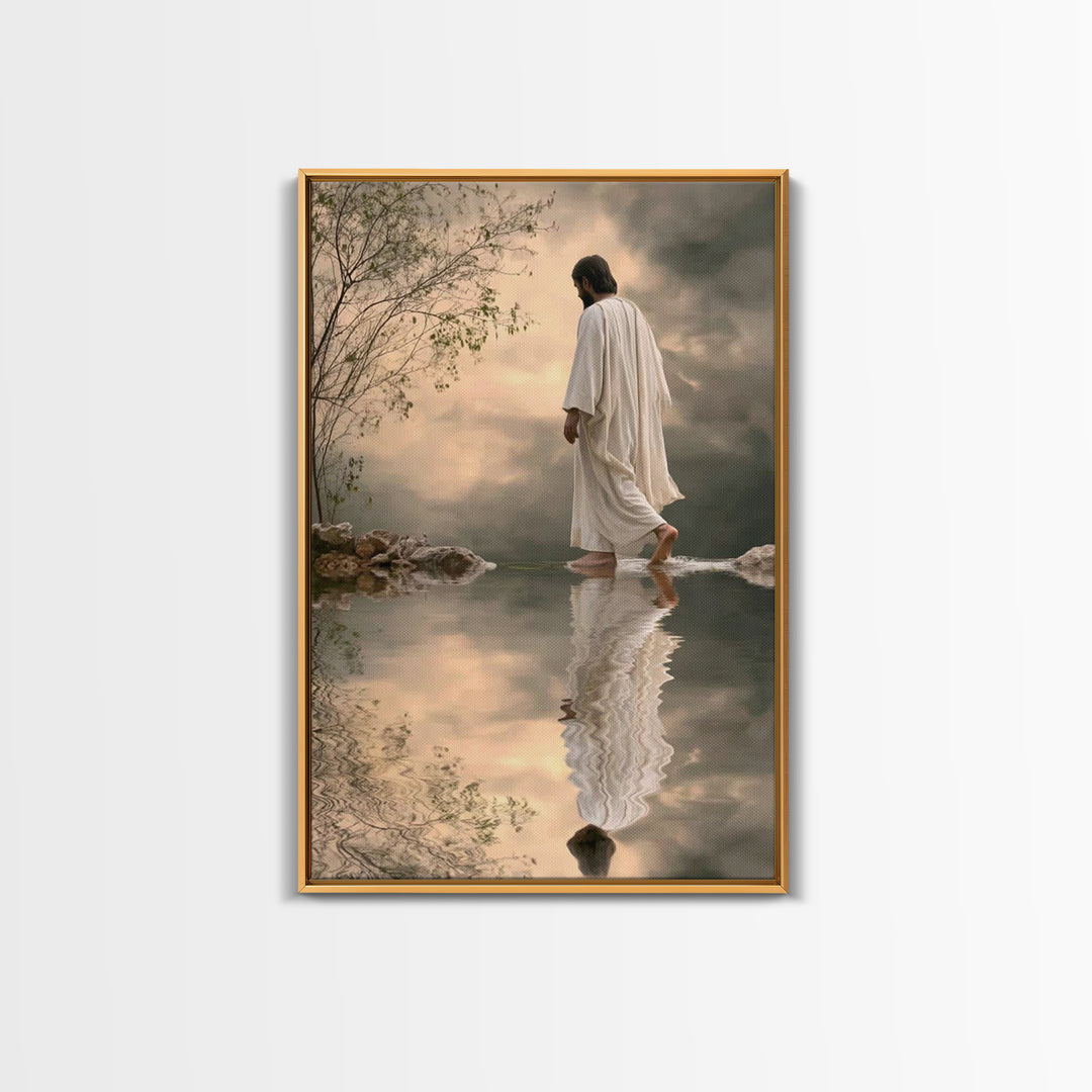 Sacred Steps Dawn – Framed Canvas Print – Christian Wall Art – Jesus Painting – Modern Christian Art – Christian Art Canvas – Christian Gif
