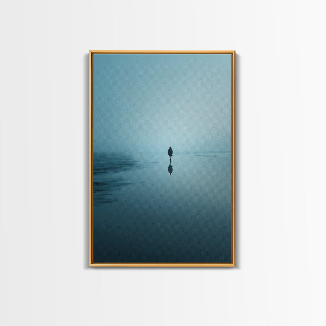 Blue Stillness , Framed Canvas Print, Christian Wall Art, Christian Art Canvas, Jesus Painting, Blue Christian Art, Moody Christian Art