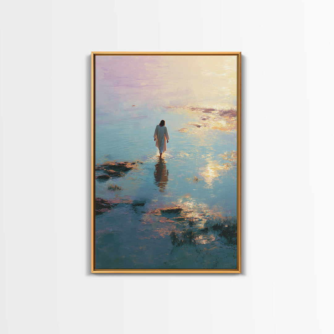 Waters Of Promise - Framed Canvas Print - Christian Art Canvas - Christian Wall Art - Jesus Painting - Modern Christian Painting
