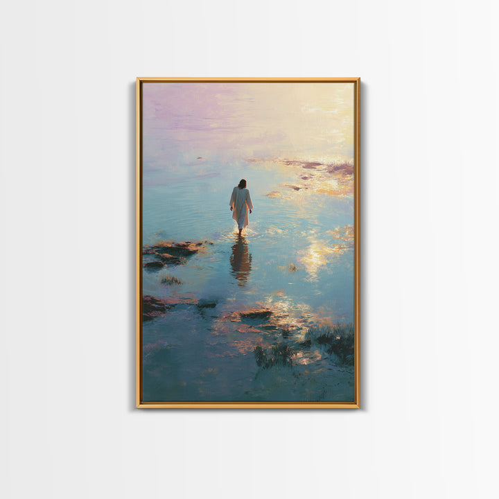Waters Of Promise - Framed Canvas Print - Christian Art Canvas - Christian Wall Art - Jesus Painting - Modern Christian Painting