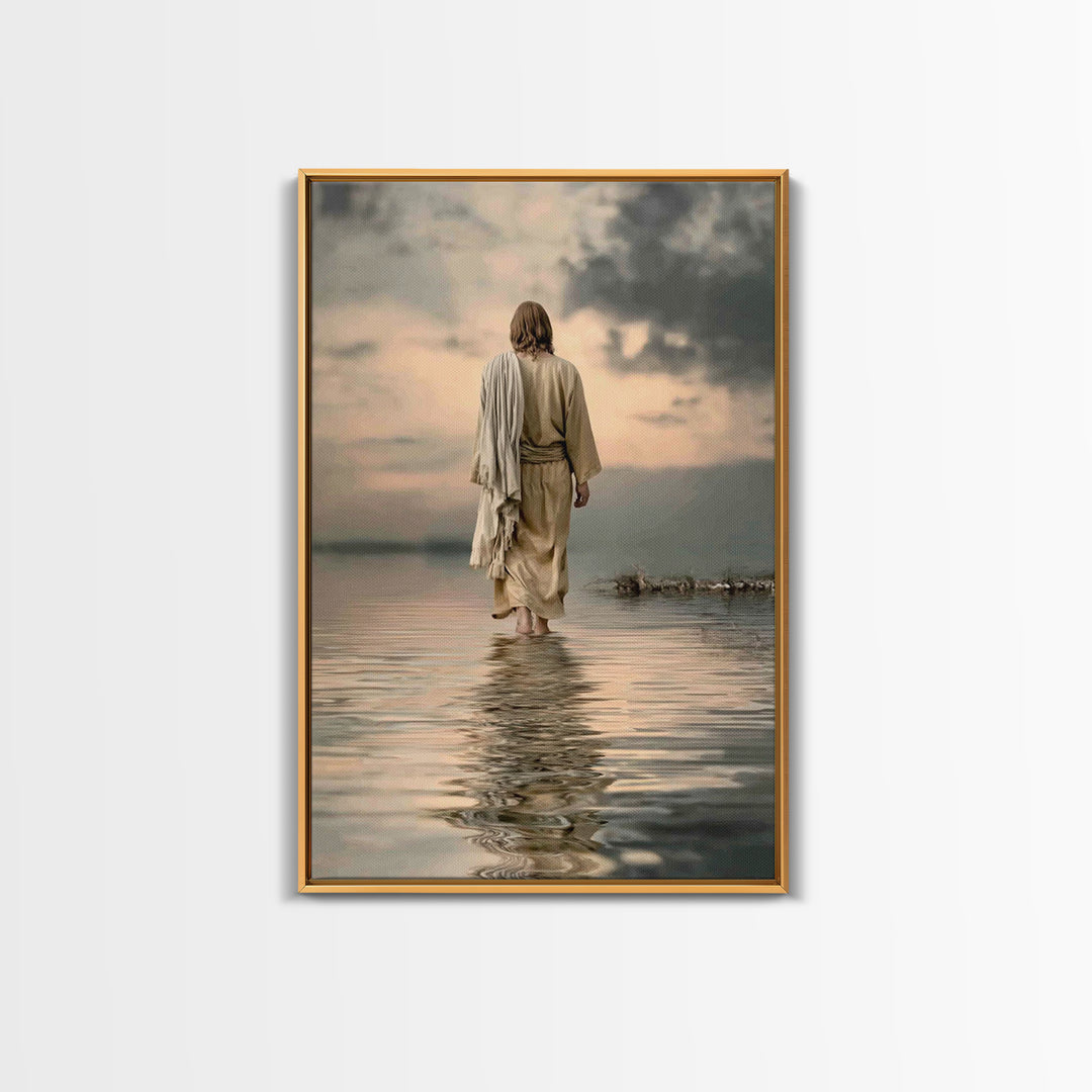 Evening Grace | Framed Canvas Print | Jesus Painting | Christian Art Canvas | Christian Wall Art | Moody Christian Art