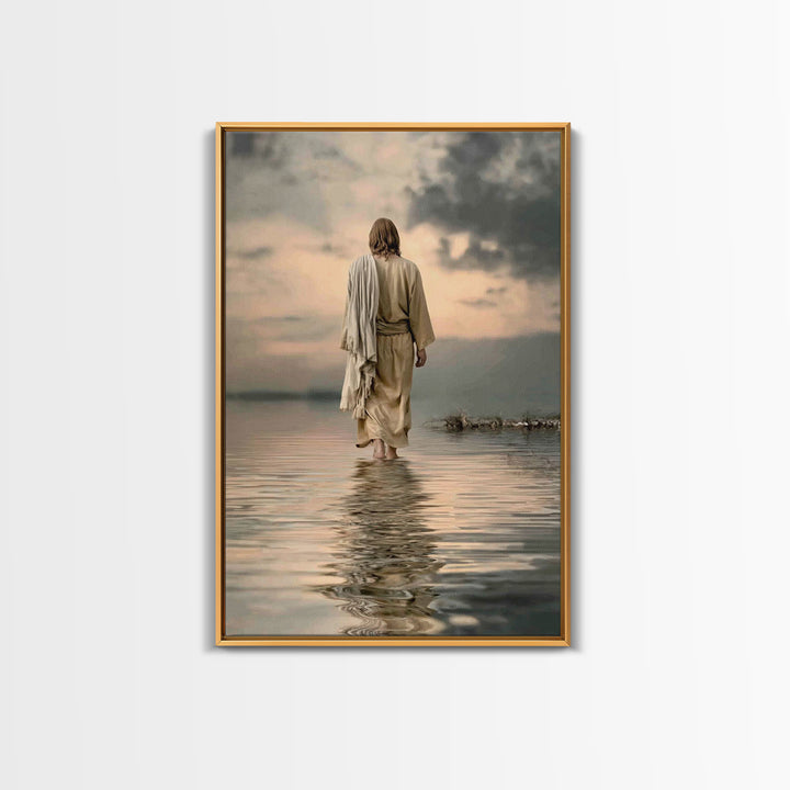 Evening Grace | Framed Canvas Print | Jesus Painting | Christian Art Canvas | Christian Wall Art | Moody Christian Art