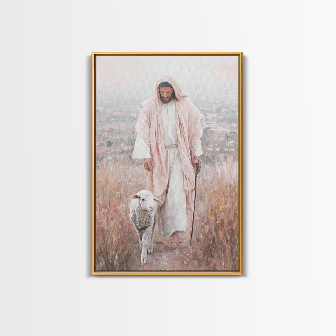 Fields Of Grace – Framed Canvas Print – Christian Wall Art – Christian Art Canvas – Jesus Painting – Modern Christian Art – Christmas Art