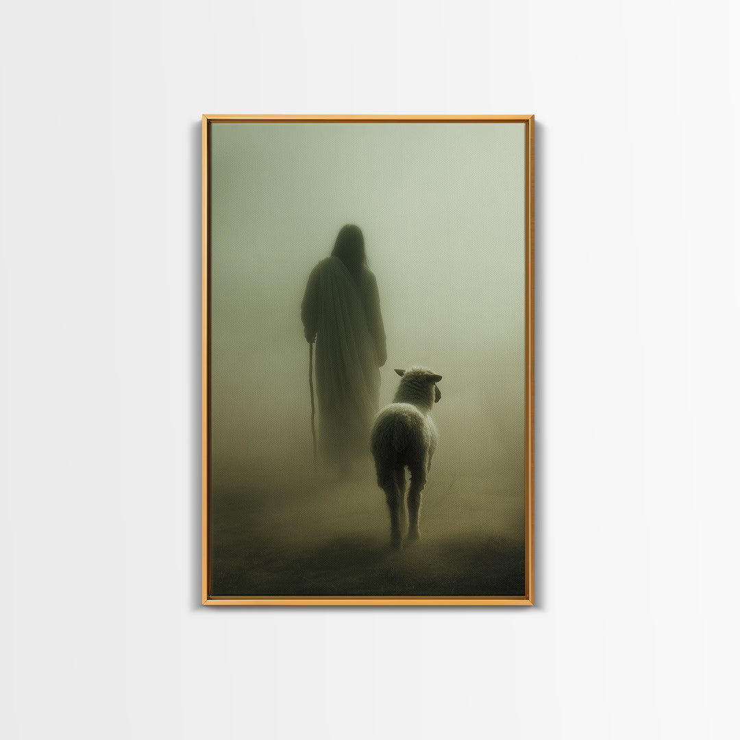 Hushed Journey – Framed Canvas Print – Christian Wall Art – Moody Christian Art – Jesus Painting – Christian Art Canvas – Christmas Art