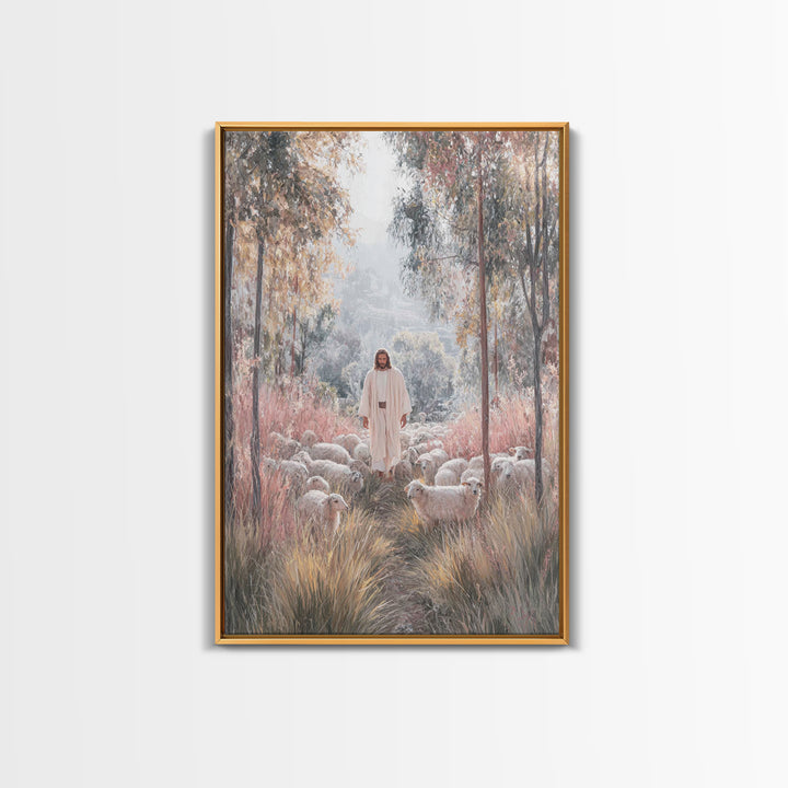 Radiant Shepherd – Framed Canvas Print – Christian Art Canvas – Christian Wall Art – Jesus Painting – Modern Christian Art – Christian Chri