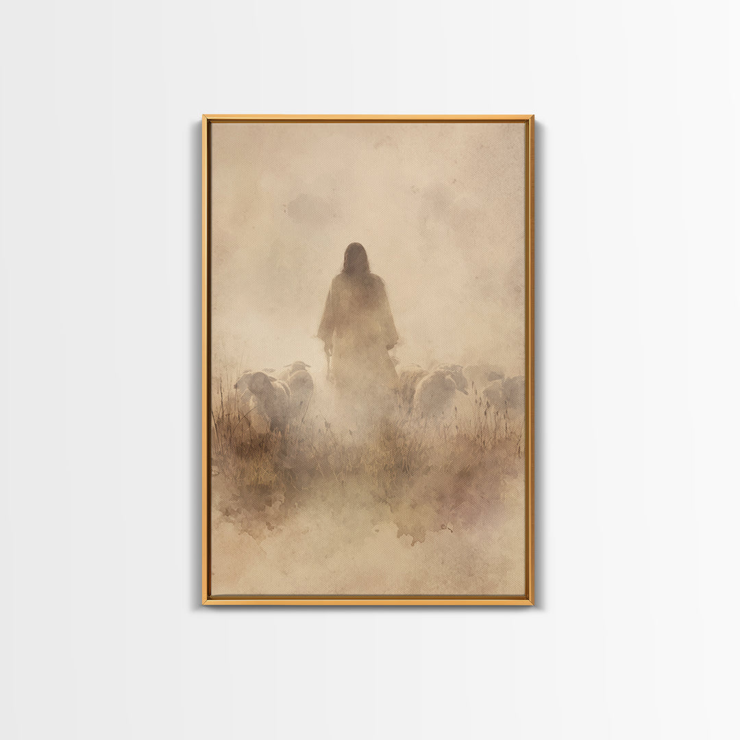 Shepherd Of Light – Framed Canvas Print – Christian Wall Art – Jesus Painting – Christian Canvas Art – Pastoral Scenery – Christian Gift Id
