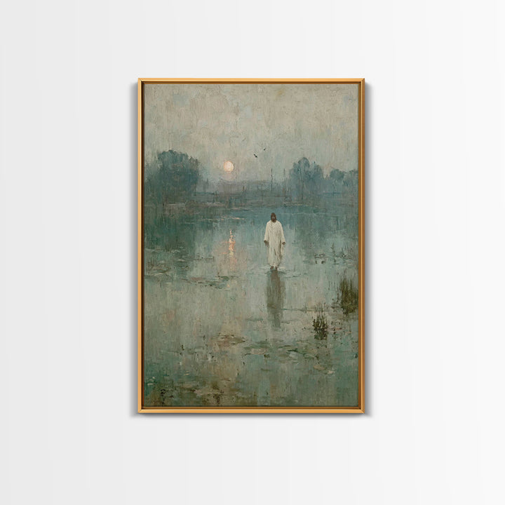 Calm Waters Glory | Framed Canvas Print | Christian Art Painting | Jesus Painting | Modern Christian Art | Christian Wall Art | Christian G
