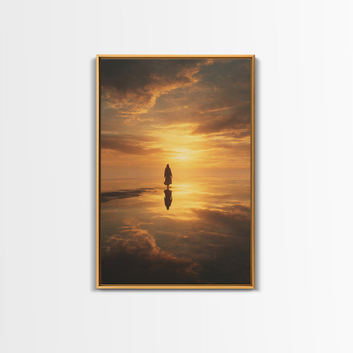 Eternal Sunrise Path, Framed Canvas Print, Christian Art Canvas, Jesus Christmas Art, Christian Wall Art, Moody Christmas Art, Christian Gi