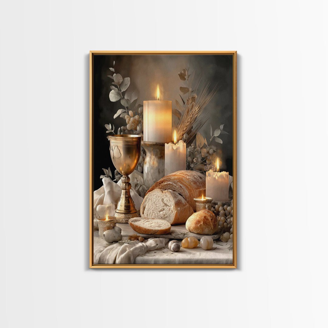 Graceful Still Table, Framed Canvas Print, Christian Wall Art, White Christmas Art, Christian Art Canvas, Christian Decor