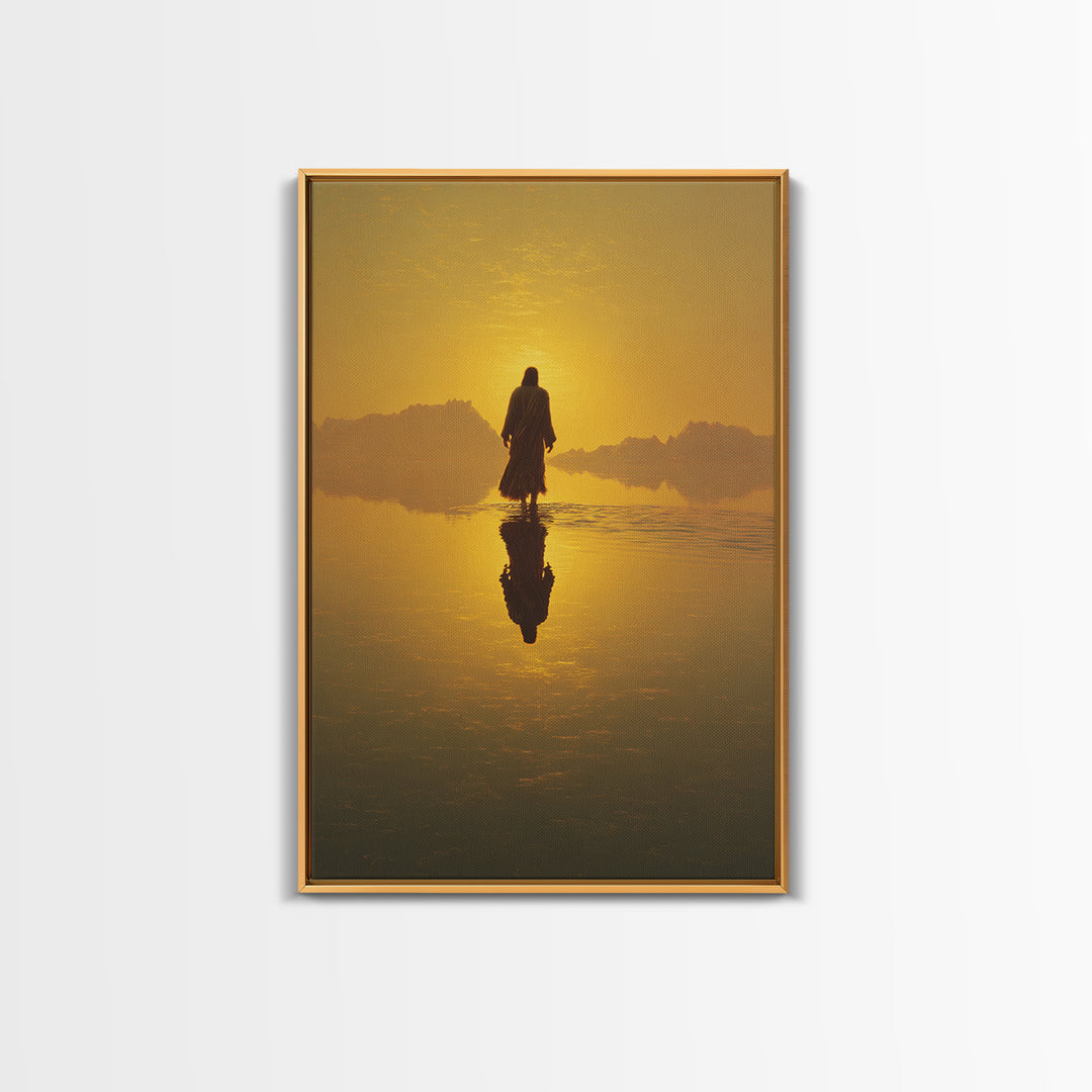 Golden Promise, Framed Canvas Print, Christian Art Canvas, Jesus Painting, Large Christian Art, Christian Wall Art, Christian Christmas Art