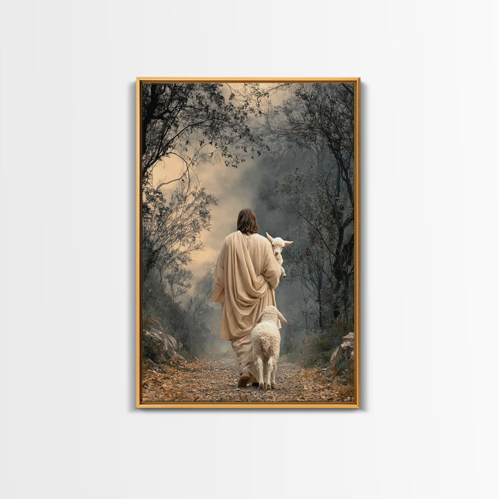 Lamb Of Peace – Framed Canvas Print – Christian Art Print – Jesus Painting – Christian Wall Art – Christian Art Gift – Modern Christian Art