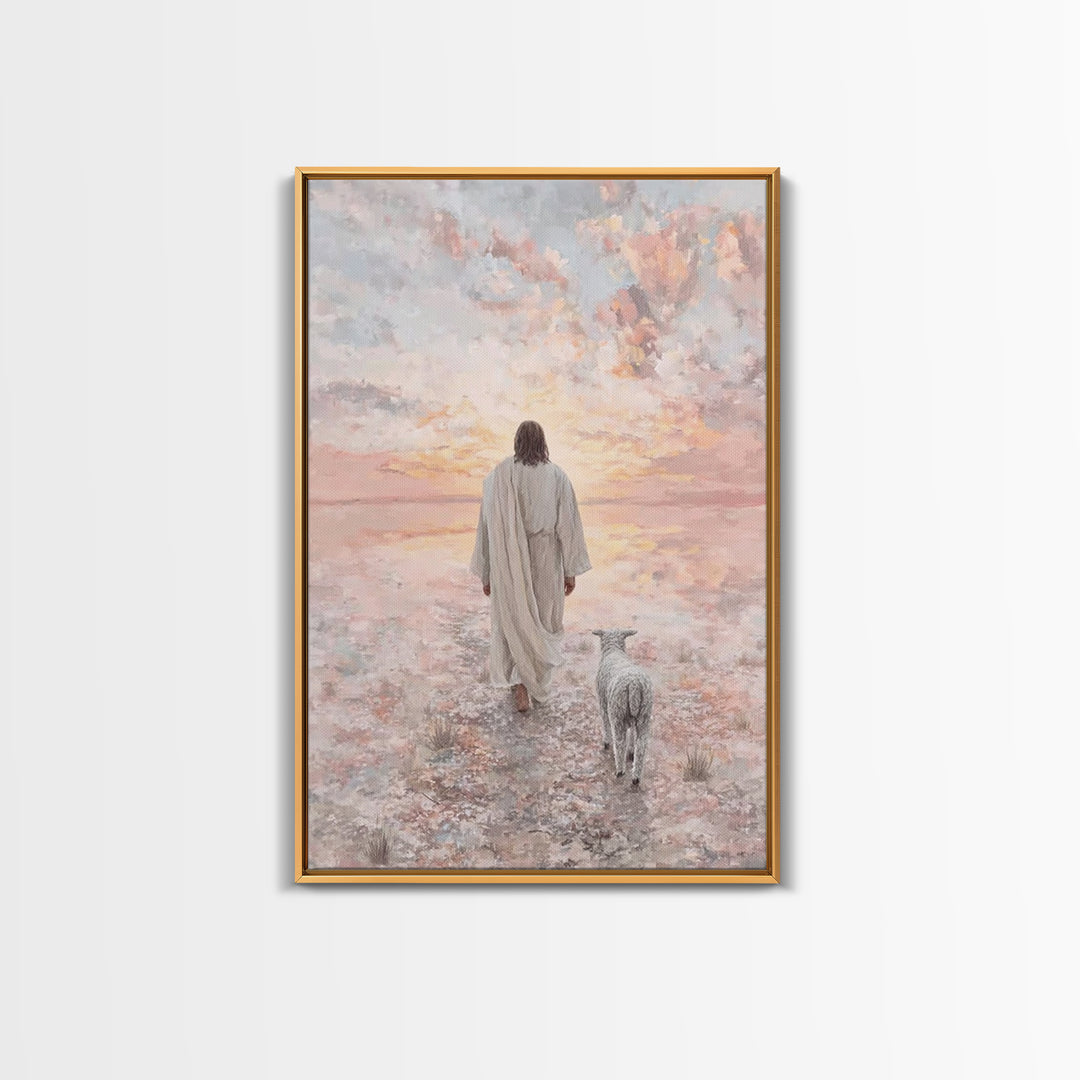 Desert Dawn Grace – Framed Canvas Print – Christian Art Canvas – Christian Art – Christian Wall Art – Jesus Painting – Christian Christmas