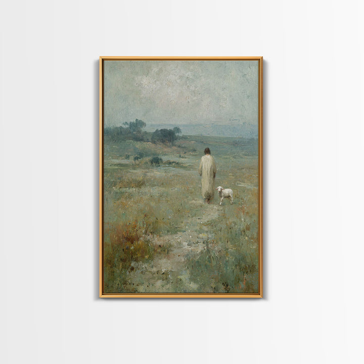 Quiet Meadow Steps – Framed Canvas Print – Christian Art – Christian Art Canvas – Christian Wall Art – Jesus Painting – Christian Art Print
