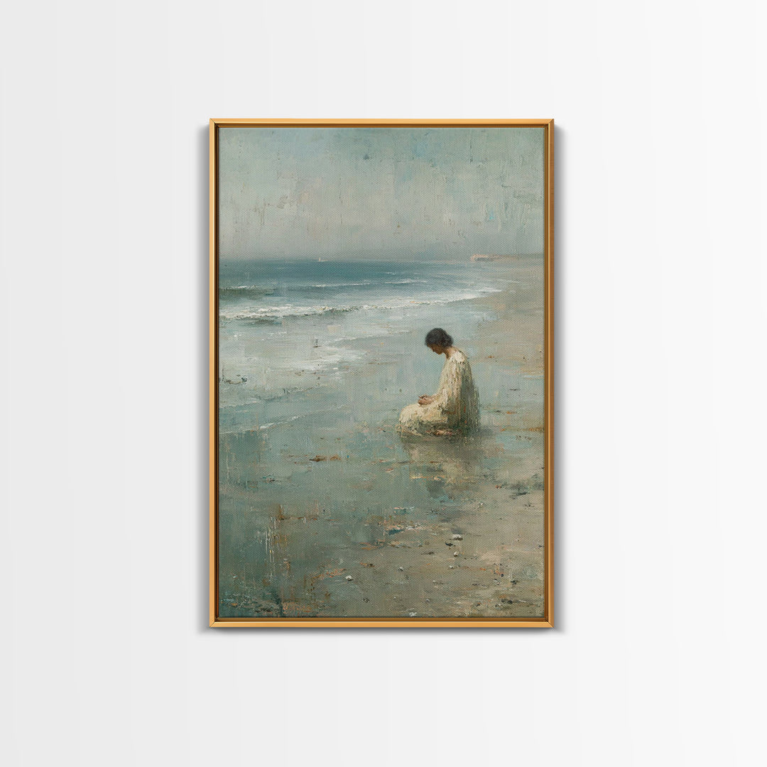 Silent Tide Prayer | Framed Canvas Print | Christian Wall Art | Christian Art Canvas | Christian Painting | Minimalist Christian Art | Chri
