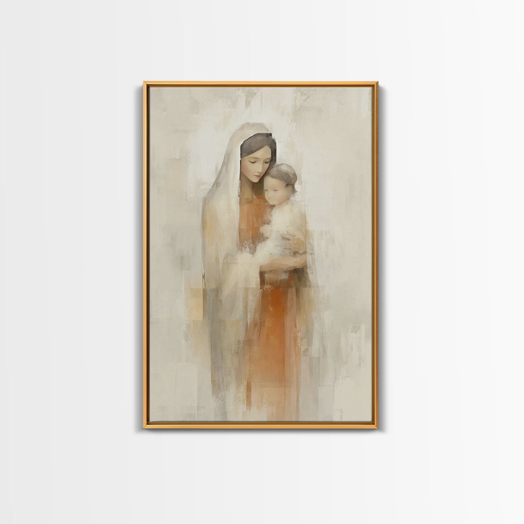 Blessed Mother Love | Framed Canvas Print | Christian Wall Art | Mary And Jesus Painting | Christian Art Canvas | Modern Christian Art | Ch