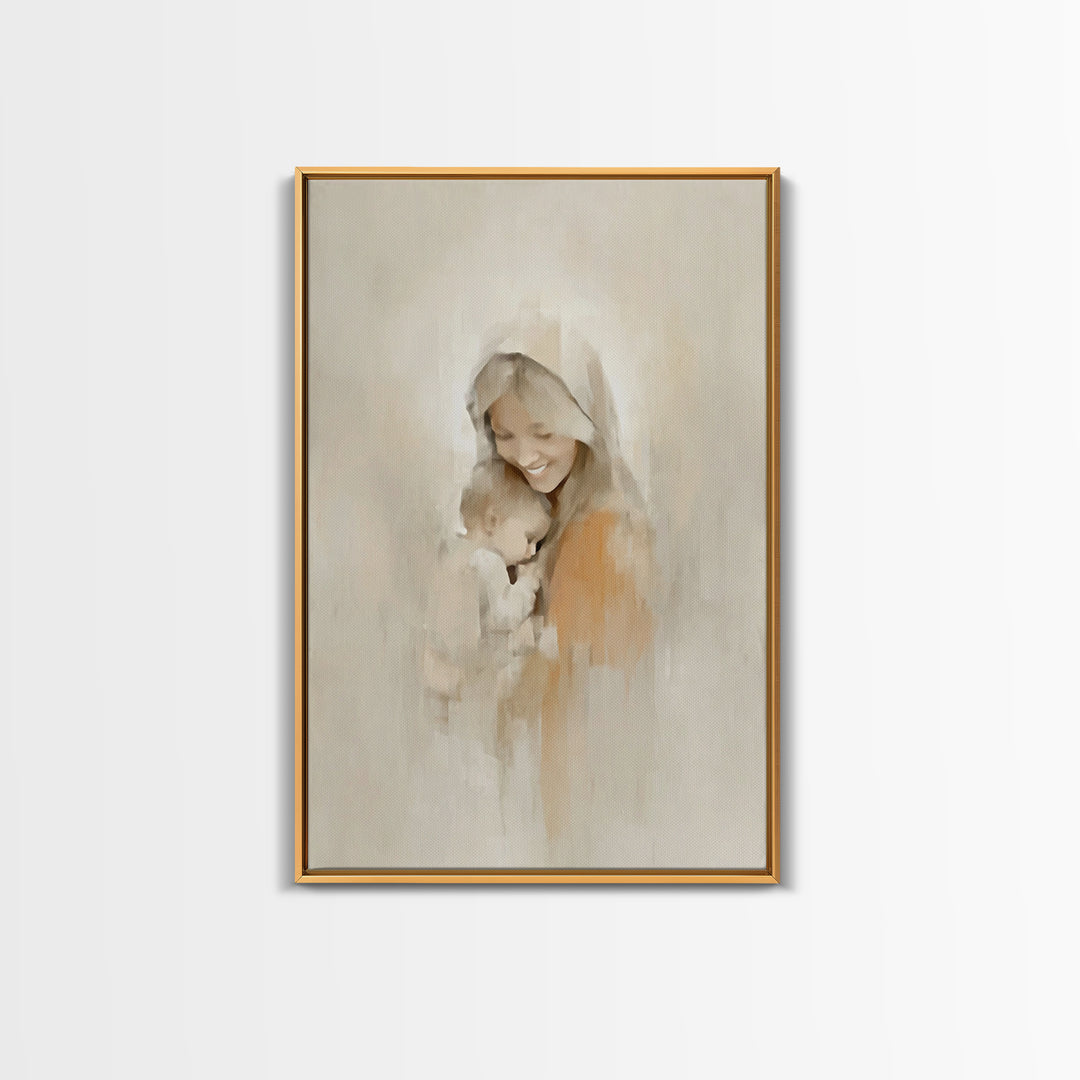 Radiant Mercy - Framed Canvas Print - Christian Wall Art - Christian Art Canvas - Vintage Christian Art - Mary And Jesus Painting - Christi