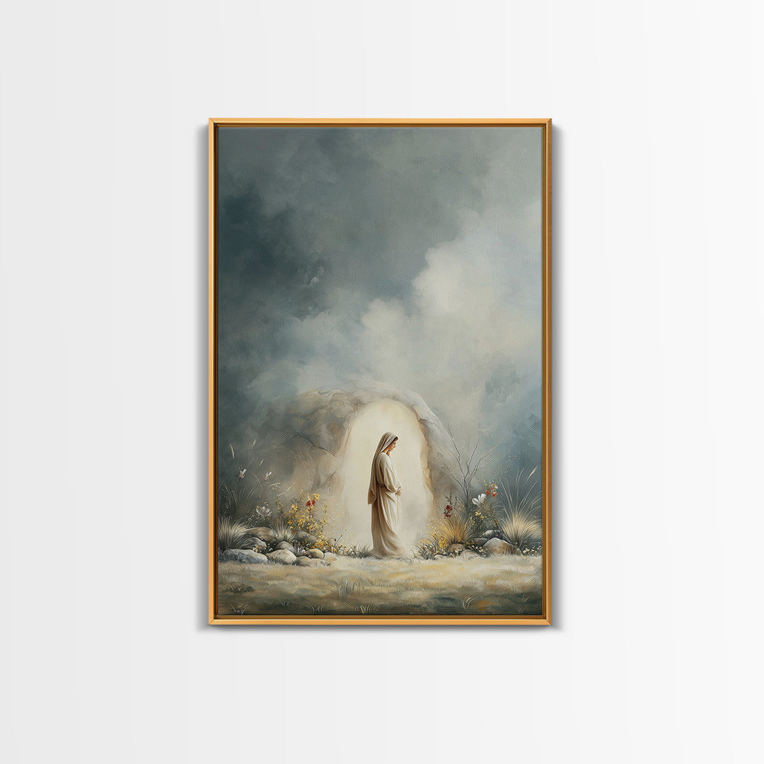 Tombside Dawn – Framed Canvas Print – Christian Art – Christian Art Canvas – Subtle Christian Art – Christian Wall Art – Christian Painting