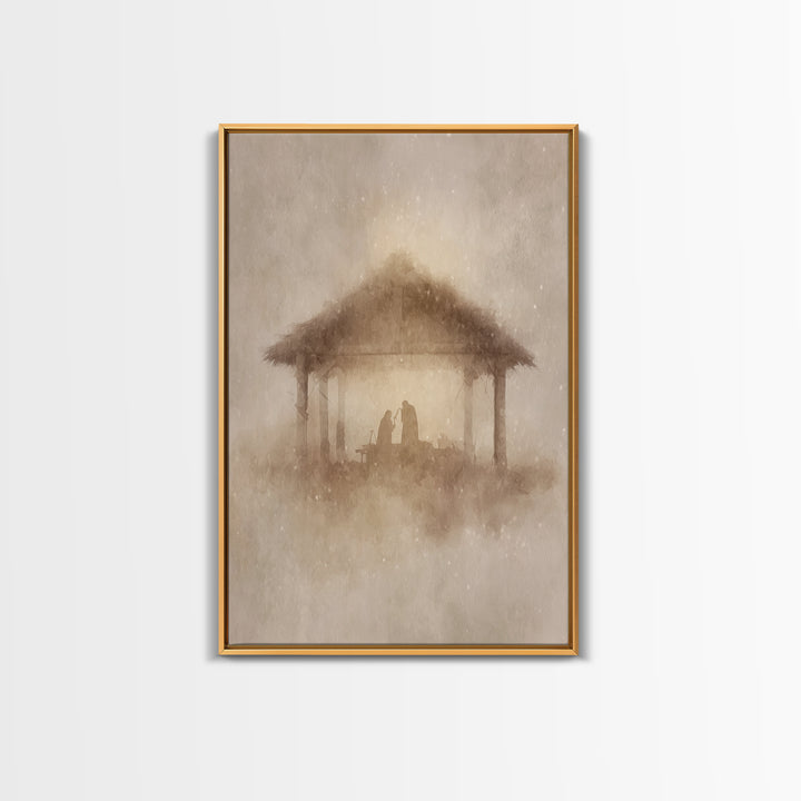 Humble Manger Glow | Framed Canvas Print | Christmas Art | Christian Christmas Decor | Christian Art Canvas | Christmas Wall Art