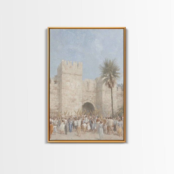 Palm Day Rejoicing, Framed Canvas Print, Christian Art Canvas, Christian Wall Art, Subtle Christian Art, Christian Art Prints