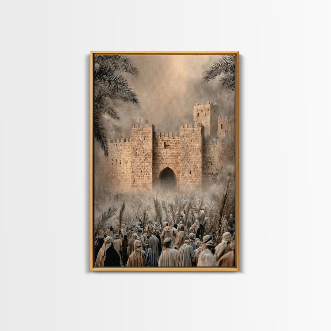 Triumphant Entry Dawn – Framed Canvas Print – Christian Art Painting – Christian Wall Art – Christian Art Canvas – Unique Christian Art