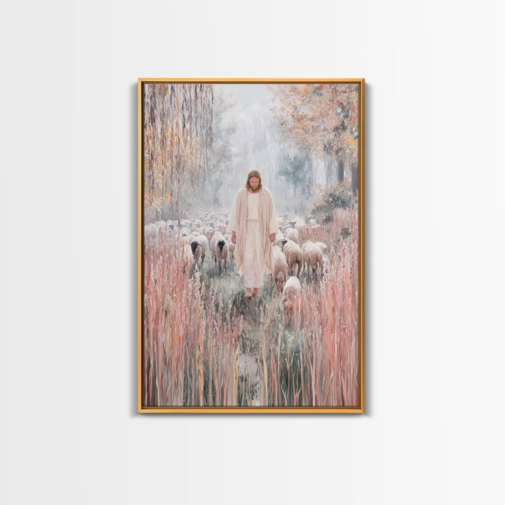 Shepherd Of Light | Framed Canvas Print | Jesus Painting Canvas | Christian Art | Large Jesus Wall Art | Modern Christian Painting