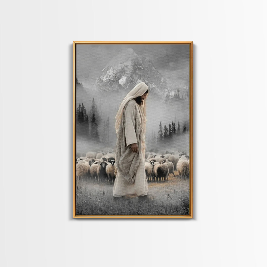 Mountain Mercy - Framed Canvas Print - Christian Wall Art - Jesus Painting - Christian Art Canvas - Moody Christian Art - Christmas Art