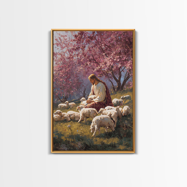 Blossoms Of Peace - Framed Canvas Print - Christian Art Canvas - Jesus Painting - Christian Wall Art - Spring Christian Art - Christian Gif