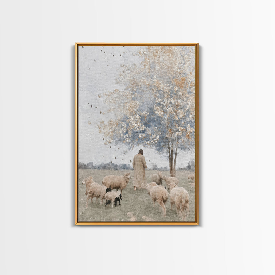 Skyward Meadow – Framed Canvas Print – Christian Wall Art – Jesus Painting – Christian Art Canvas – Subtle Christian Art – Christian Decor