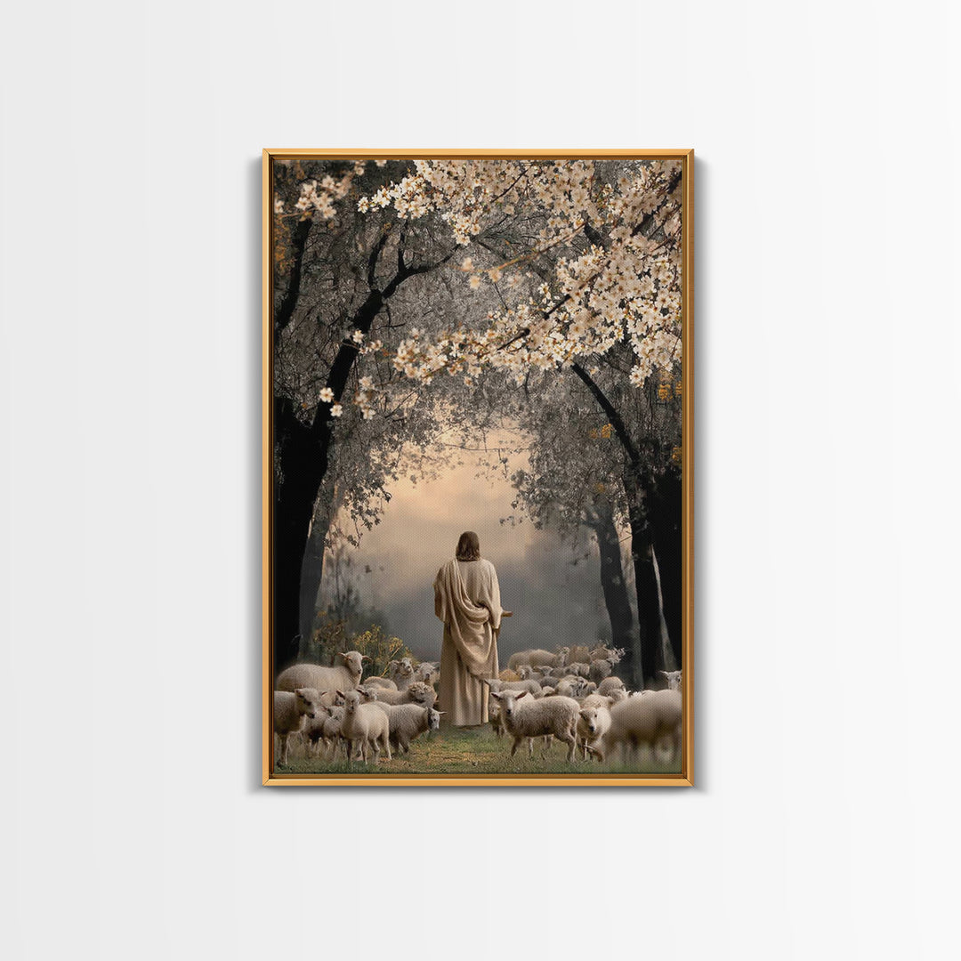 Blossom Path – Framed Canvas Print – Christian Art Canvas – Christian Art Print – Jesus Painting – Christian Wall Art – Christian Christmas