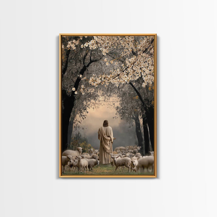 Blossom Path – Framed Canvas Print – Christian Art Canvas – Christian Art Print – Jesus Painting – Christian Wall Art – Christian Christmas