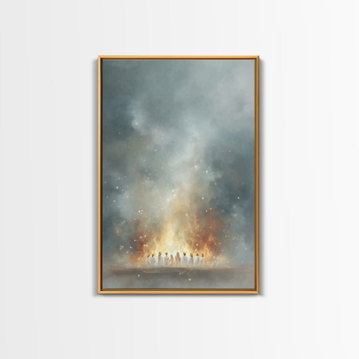 Heavenly Fire – Framed Canvas Print – Christian Wall Art – Christian Art Canvas – Jesus Painting – Moody Christian Art – Large Christian Pa