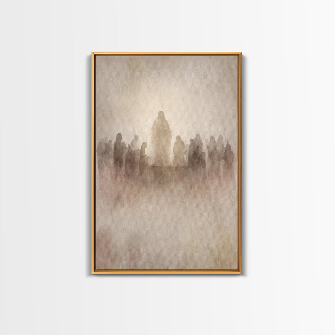 Holy Gathering – Framed Canvas Print – Christian Wall Art – Subtle Christian Art – Christian Art Canvas – Christian Painting – Vintage Chri