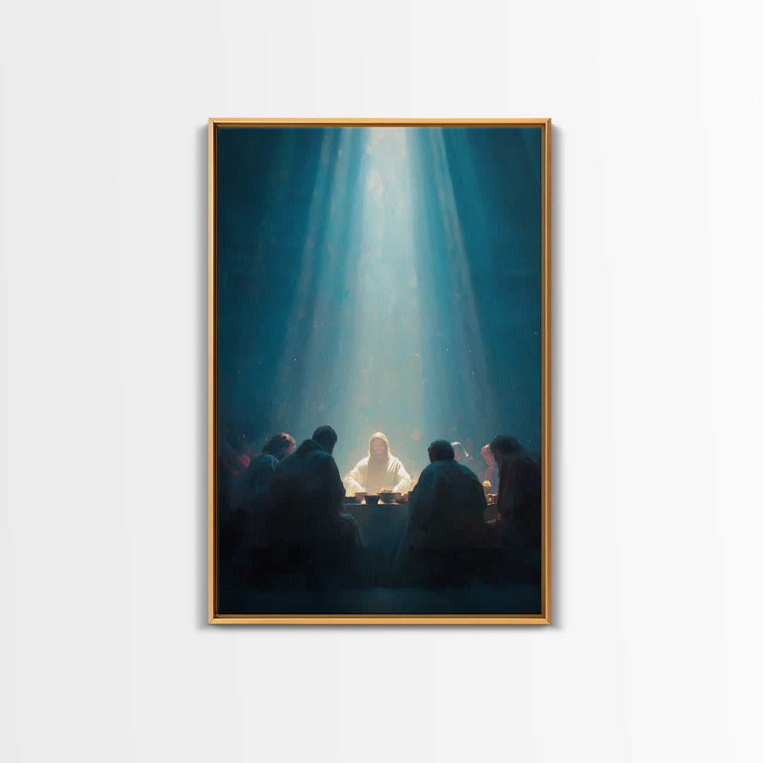 Light Of Communion – Framed Canvas Print – Christian Art Canvas – Christian Wall Art – Large Christian Painting – Moody Christian Art – Jes