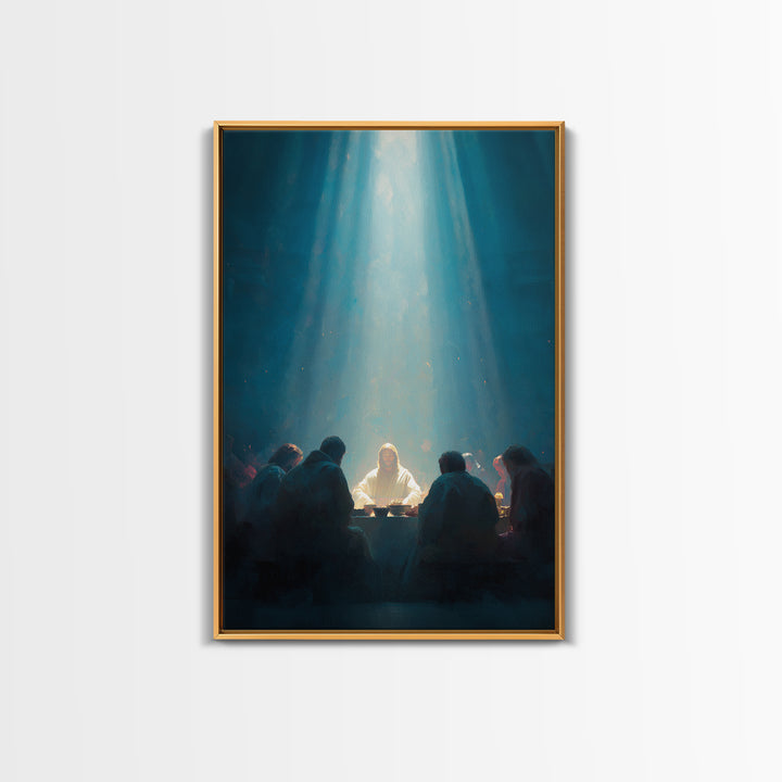 Light Of Communion – Framed Canvas Print – Christian Art Canvas – Christian Wall Art – Large Christian Painting – Moody Christian Art – Jes