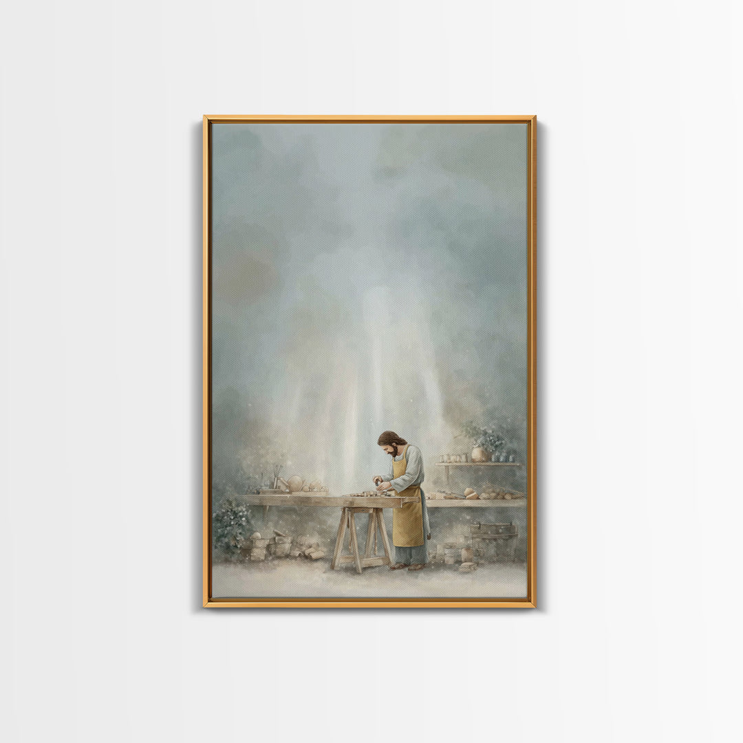 Workshop Of Faith – Framed Canvas Print – Christian Wall Art – Christian Art Canvas – Modern Christian Art – Subtle Christian Art – Christi