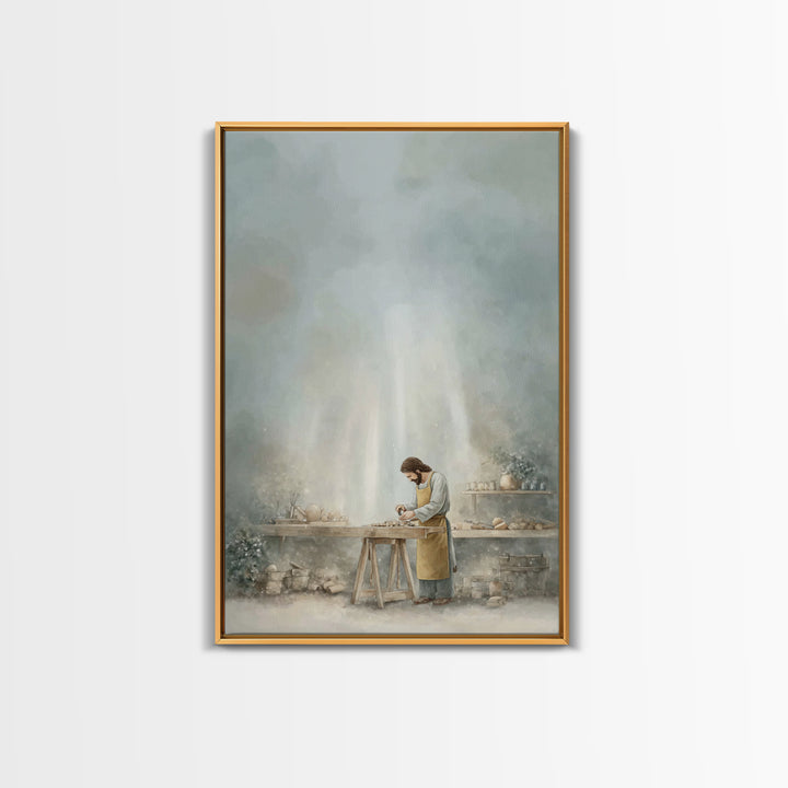 Workshop Of Faith – Framed Canvas Print – Christian Wall Art – Christian Art Canvas – Modern Christian Art – Subtle Christian Art – Christi