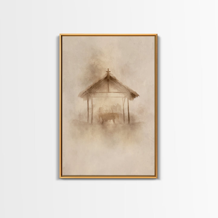 Holy Light Haven – Framed Canvas Print – Christian Art Canvas – Christian Christmas Decor – Jesus Painting – Christmas Art – Subtle Christi