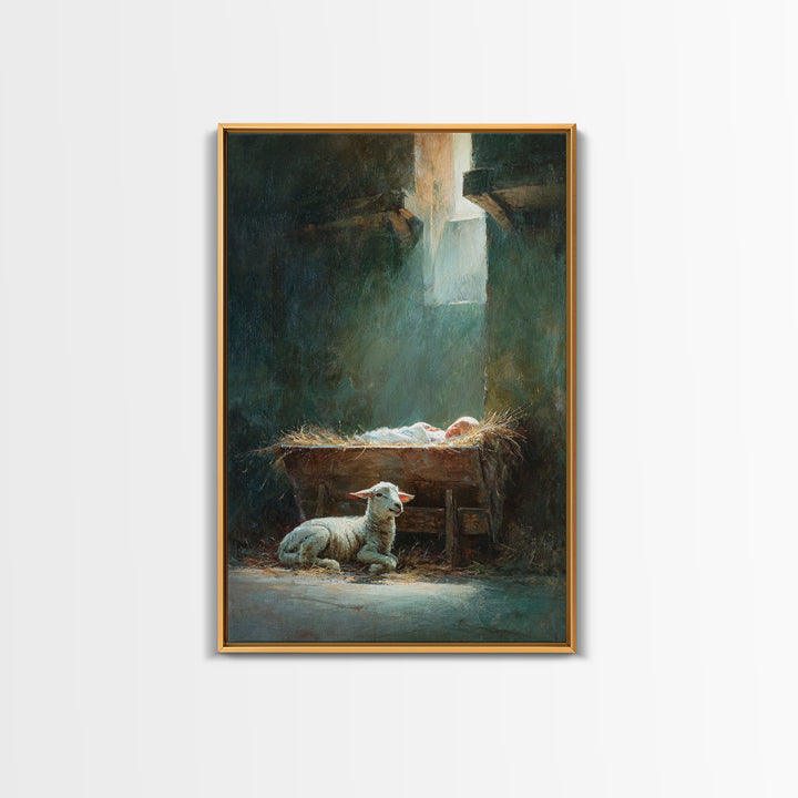 Father’s Gentle Watch – Framed Canvas Print – Christian Wall Art – Jesus Painting – Christian Art Canvas – Christmas Art Prints – Christian