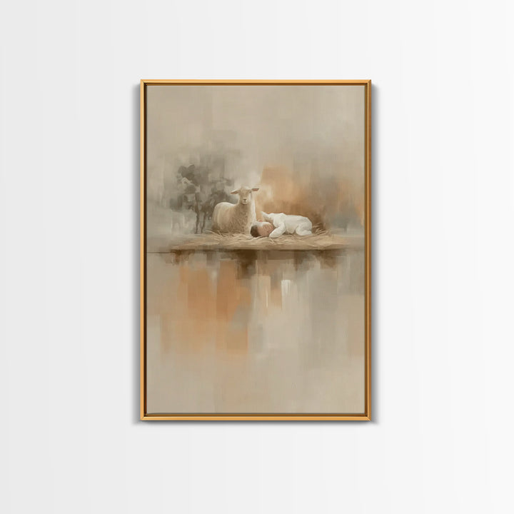 Little Lamb Peace – Framed Canvas Print – Christian Wall Art – Christian Art Canvas – Jesus Painting – Christmas Art – Christian Christmas