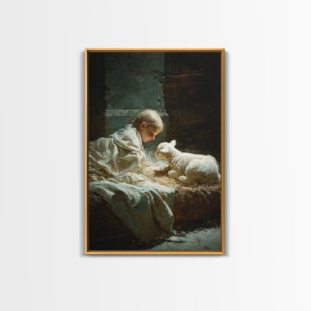 Holy Child Light – Framed Canvas Print – Christian Art Canvas – Christian Wall Art – Jesus Christmas Art – Vintage Christian Art – Christia