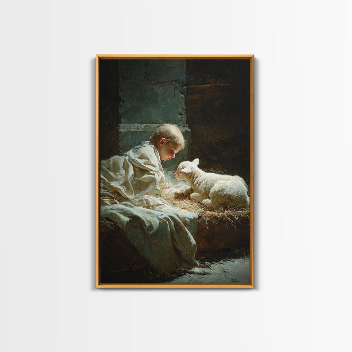 Holy Child Light – Framed Canvas Print – Christian Art Canvas – Christian Wall Art – Jesus Christmas Art – Vintage Christian Art – Christia