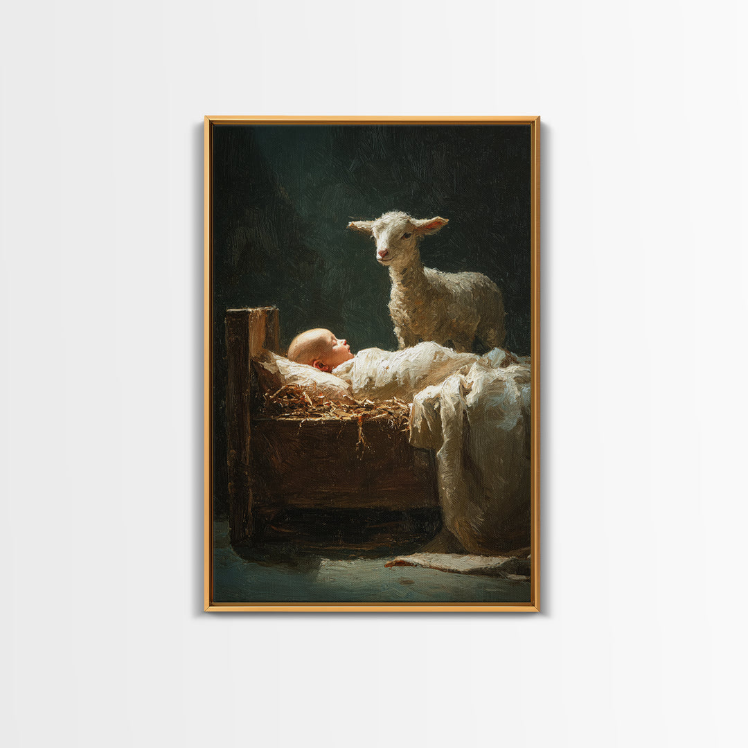 Gentle Watch Grace – Framed Canvas Print – Christian Art Canvas – Modern Christian Painting – Christian Wall Art – Jesus Christmas Art – Ch