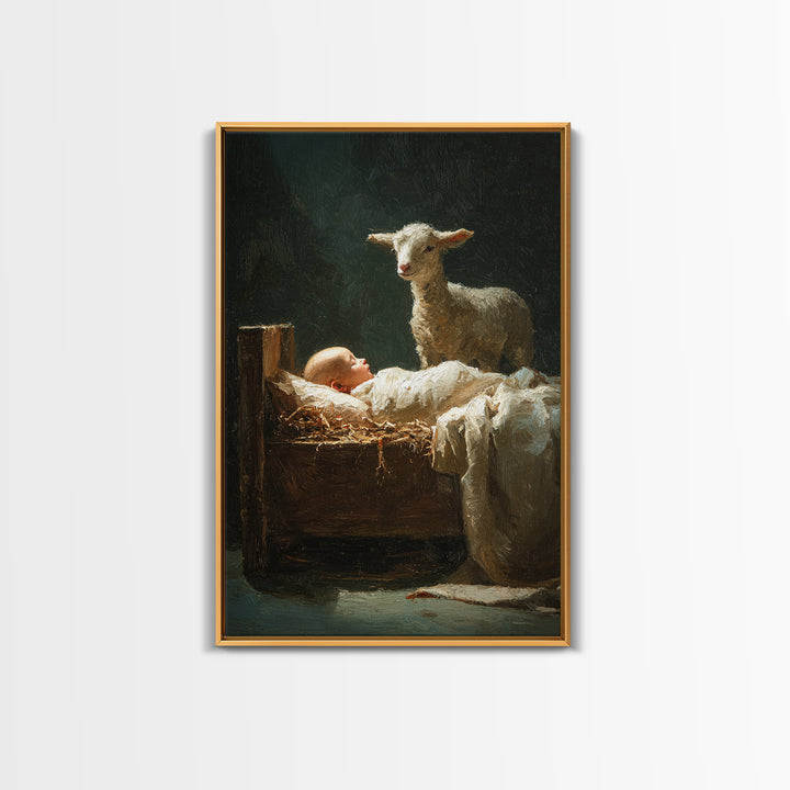 Gentle Watch Grace – Framed Canvas Print – Christian Art Canvas – Modern Christian Painting – Christian Wall Art – Jesus Christmas Art – Ch