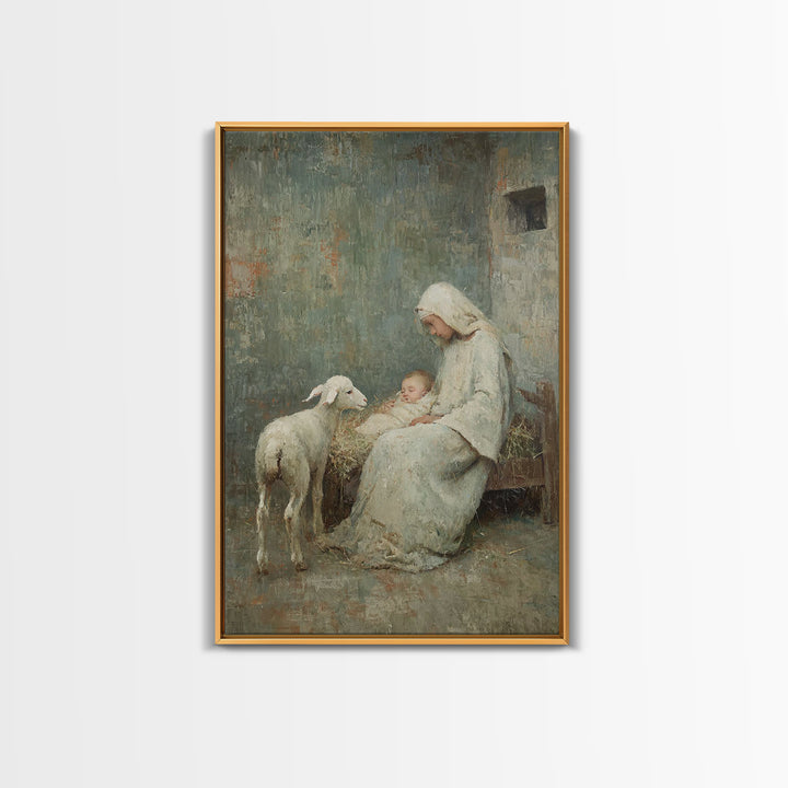 Mother’s Tender Rest – Framed Canvas Print – Christian Art Canvas – Vintage Christian Art – Christian Wall Art – Christmas Art – Jesus Pain