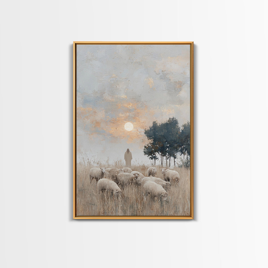 Pasture Of Mercy – Framed Canvas Print – Christian Art Print – Christian Wall Art – Jesus Painting – Christian Art Canvas – Christian Chris