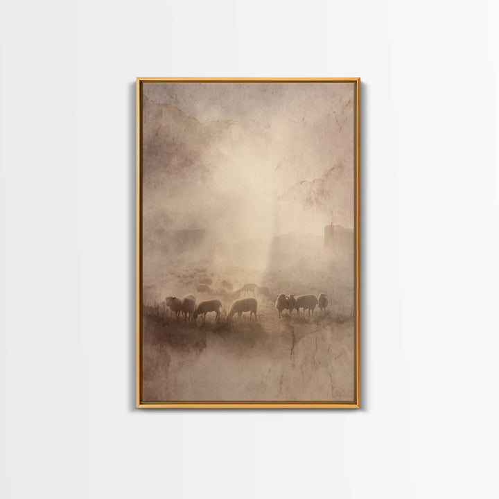 Morning Flock Rising – Framed Canvas Print – Christian Art Canvas – Subtle Christian Art – Christian Wall Art – Jesus Painting – Christian