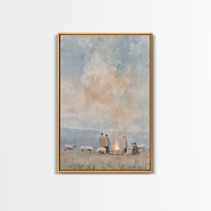 Still Night Vigil – Framed Canvas Print – Christian Art Canvas – Subtle Christian Art – Christian Painting – Christmas Art – Christian Wall