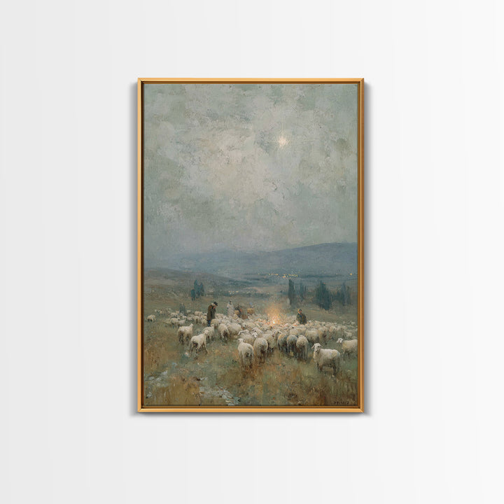 Bethlehem Horizon Star – Framed Canvas Print – Christian Wall Art – Christian Christmas Art – Christian Art Canvas – Pastoral Scenery – Chr