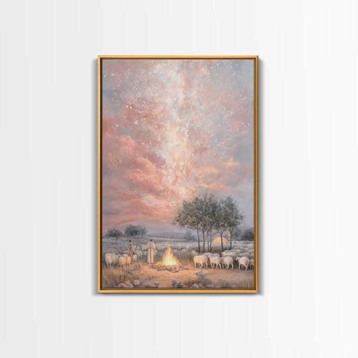 Glory In The Heavens – Framed Canvas Print – Christian Art Canvas – Christmas Art – Christian Wall Art – Christian Christmas Decor – Modern